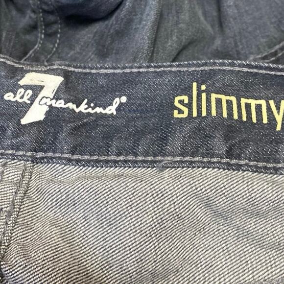 7 For All Mankind Slimmy Women's Black Mid Rise Straight Denim Jeans Pants Sz 30 - Picture 4 of 5